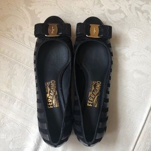 Salvatore Ferragamo Black Leather /Suede Heels